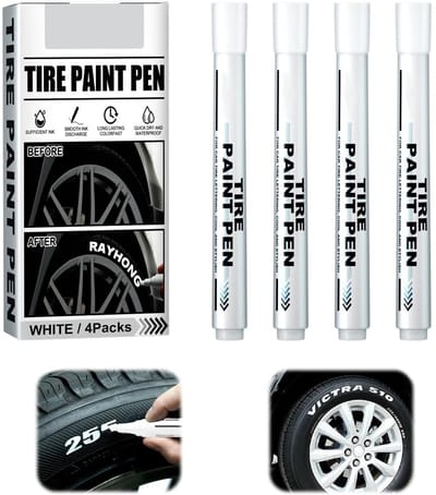 Dailygoods- Bandenstiften Set van 4 - Witte Permanente Inkt - 14,5 cm