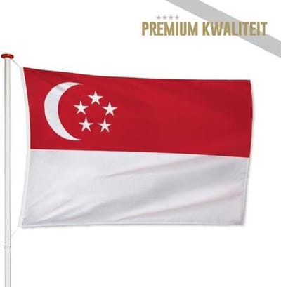 Singaporese Vlag Singapore 100x150cm - Kwaliteitsvlag - Geschikt voor buiten