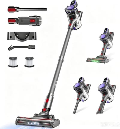 Steelstofzuiger - Elektrische bezem - Snel schoonmaken - Lichtgewicht ontwerp - 30 cm hoogte - Grijs