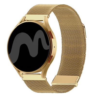 Premium Milanees bandje - Smartwatch bandje geschikt voor universeel 18 mm aansluiting - Goud
