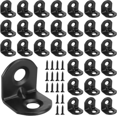 100 Pcs Hoekverbinders Zwart 19 x 19 mm Metaal 90 Graden L-vormige Connector voor Meubels, Kasten en Houten Constructies