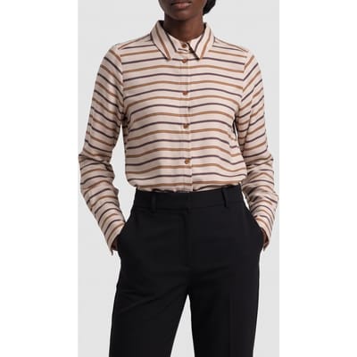 Studio Anneloes Striped Blouse Multi Color Maat: XS | Longsleeves Outlet | Dames | Blauw