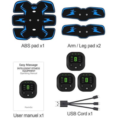 Stimulateur de muscles abdominaux, entraîneur EMS sans fil pour les jambes, les bras, le ventre, simulateurs électriques, Massage, presse, entraînement à domicile, gymnastique Blue yellow
