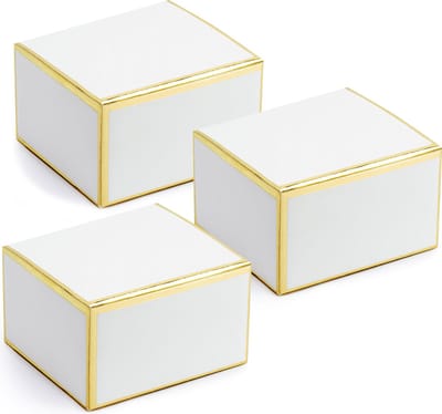 PartyDeco cadeaudoosje - Bruiloft bedankje - 20x - wit/goud - papier - 6 x 4 cm