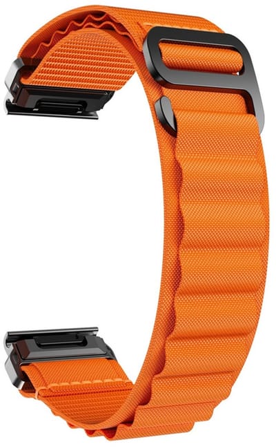 Nylon bandje - geschikt voor Garmin Fenix 5 / 5 Plus / 6 / 6 Pro / 7 / 7 Pro / 8 (47 mm) / E (47 mm) / Epix (Pro) (2) 47 mm/ Quatix 5 / 6 / 7 / 7 Pro / Approach S60 / S62 / S70 47 mm / MARQ / D2 Delta / D2 Mach 1 / Descent G1 - oranje