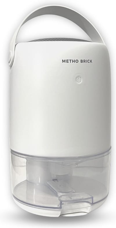 MethoBrick Luchtontvochtiger - Ontvochtigt 450ml Per Dag - LED - Geschikt voor Woonkamer, Slaapkamer & Badkamer - Wit