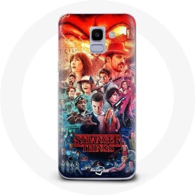 Hoesje voor Samsung Galaxy J6 2018 Stranger Things Teaser Seizoen 4 Poster Karakters Art