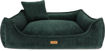 Denzoo Hondenmand Milano | Hondenbed | Hondensofa | Waterafstotend | Afneembare hoes | Orthopedisch Traagschuim | Green | M (L80xB60xH23cm)