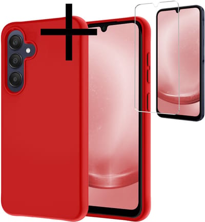 Hoesje - Met Screenprotector - Geschikt voor Samsung Galaxy A26 - Sterk & Shockproof - Back Cover - Siliconen Case - Telefoon Hoes - Rood