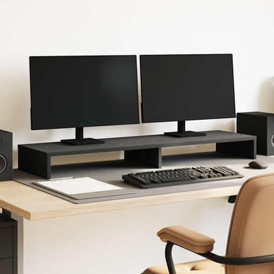 vidaXL - Monitorstandaard - Zwart - Eiken - 100x27x10 - cm - Bewerkt - Hout