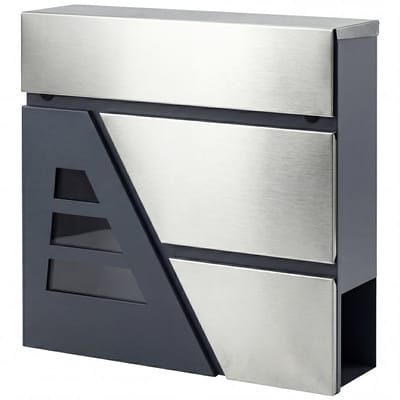 Homcom brievenbus - roestvrij staal/metaal - 37x10x37 cm - donkergrijs
