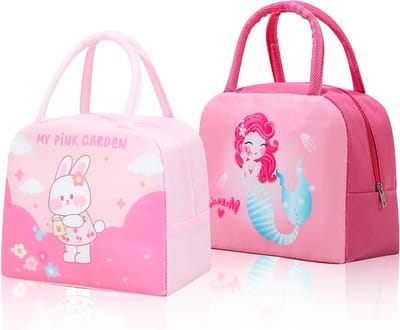 Schattige thermos tassen voor kinderen, isotherme lunch tas, ideaal voor school, picknick en werk, perfect cadeau voor meisjes (roze)