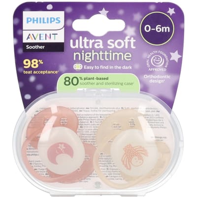 Philips Avent Ultra Soft Nighttime - 0 tot 6 maanden - Glow-in-the-dark fopspeen - SCF094/02