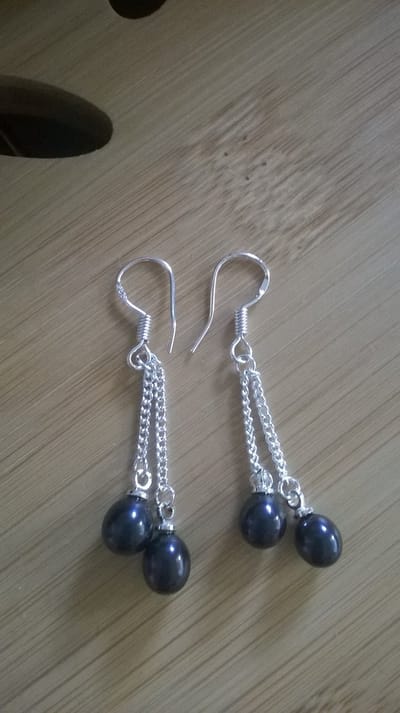 Gemstones-silver-natuursteen oorhangers zilver 925 zwart 3 cm 2g