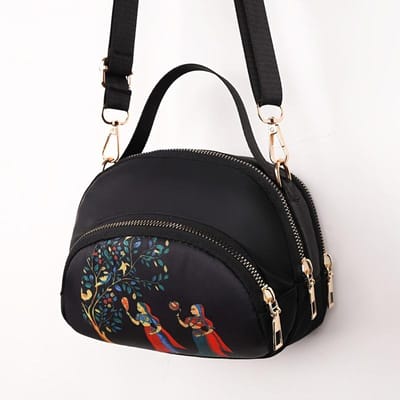 [Sac Bandoulière Chic] Sac Bandoulière Floral Polyvalent pour Femmes | Chic avec Bandoulière Réglable, Fermeture Éclair et Multiples Compartiments black