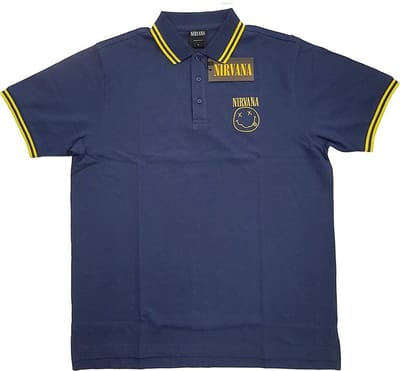 Nirvana - Happy Face Polo shirt - L - Blauw