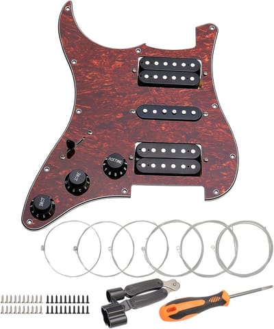 Pre-wired 11-Hole Pickguard met HSH Pickup Onderdelen voor Strat Gitaar, Inclusief Snaren en Installatietools
