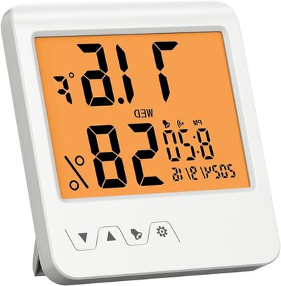 Digitale thermometer hygrometer - Binnenshuis monitor - Klimaat bewaken - Groot LCD scherm - 109 cm - Wit