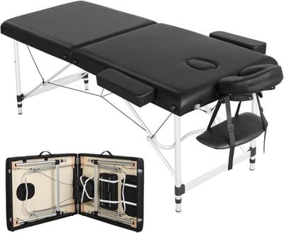 Mobiele Massage-Ligstoel - In Hoogte Verstelbaar, Duurzaam en Draagbaar - Massagetafel met Aluminium Poten 213 x 90 cm