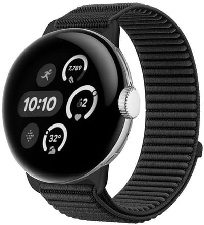 Nylon bandje - geschikt voor Google Pixel Watch 4 (41mm) / Pixel Watch 3 (41mm) / Pixel Watch 2 / Pixel Watch - klittenband sluiting - zwart