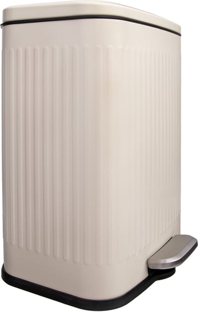 QUVIO Prullenbak 13 L - Met deksel - Prullenmand - Afvalbak - Vuilnisbak - Vuilbak voor keuken, kantoor, badkamer, toilet en slaapkamer - Rechthoekig afgerond - Metaal - Beige