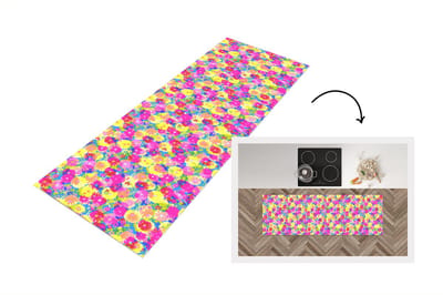 Keukenloper - Loper keuken - Bloesem - Zomer - Regenboog - Bloem - Design - 150x50 cm - Keukenloper vinyl