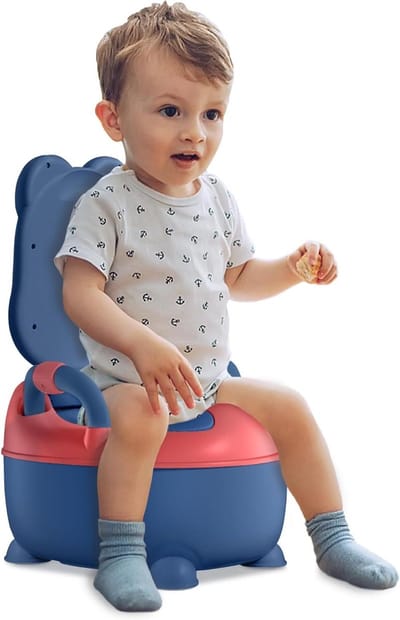 Kinder Toiletbril - Potty Trainer - Zindelijkheidstraining - Met Handgrepen & Kussen - 36x31x21 cm - Blauw