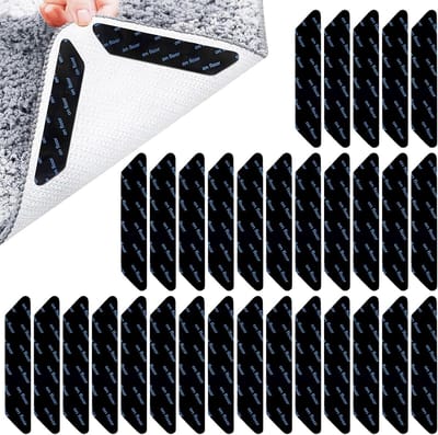 Famanu - Antislipmat voor tapijt, 38 stuks kleefpads, herbruikbare tapijtstoppers, wasbaar en geschikt voor harde vloeren