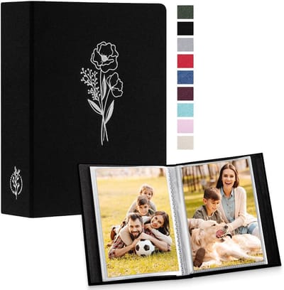 Dailygoods- Fotoalbum 6x4 - 50 Foto's - Insteekalbum - Linnen Cover - Zwart - Compact - Ideaal als Cadeau - Fotoboek