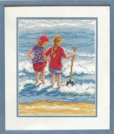 Borduurpakket pootjebaden in het water telwerk op aida van Vervaco 2002/70.192