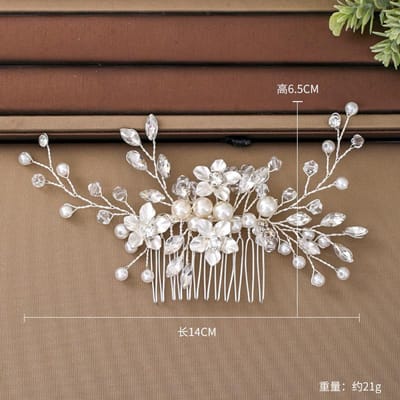 Bruiloft Haaraccessoires Handgemaakte Parel Hoofddeksel Dames Zilverkleurige Haar Kam bloem Hai Kam Bruids Haar Decoraties Tiara's black