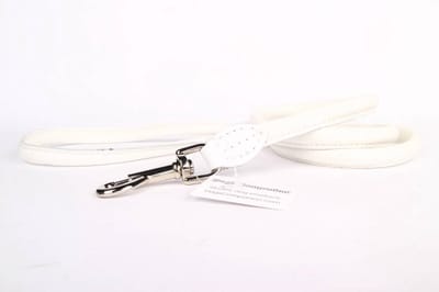 Dog's Companion - Leren Hondenriem - Lengte: 180 cm x 8 mm - Wit