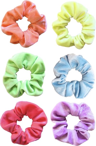 Scrunchies 6 stuks Velvet NEON - haarelastiekjes haarwokkel scrunchies - geel - paars - oranje - groen - roze - blauw - nieuwste collectie - Kraagjeskopen.nl