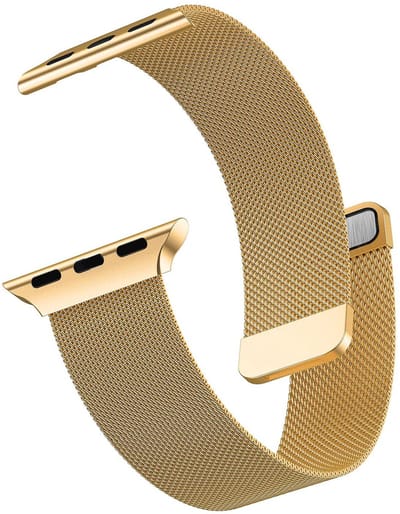 Premium Milanese Magnetische Bandje Goud geschikt voor Apple Watch 49 / 46 / 45 / 44 (Series 10 9 / 8 / 7 / 6 / 5 / 4 / SE / Ultra / Ultra2) + 42 mm (Series 3 / 2 / 1) – Verstelbaar, Ademend & Stijlvol
