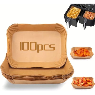 1 ensemble/100 pièces de doublure de friteuse pneumatique, jetable pour accessoires de friteuse, doublure en papier sulfurisé rectangulaire, pour micro-ondes, etc. Pack of 100