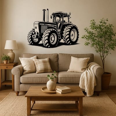 BR2Laser John Deere 4350 – Wanddecoratie – Lasergesneden Hout – Tractor kunst – 35 cm Breed