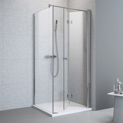 Megabad Profi Collection Planplus folding wall with side panel 80 x 80 x 195 cm stop right MBPPFWSS80R