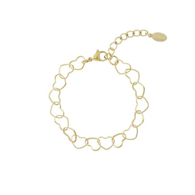 Lovely Chain Hearts Armband | RVS (verkleurt niet) Goud | Nikkelvrij | Beste cadeau voor haar | Kerst | Sinterklaas | Yehwang