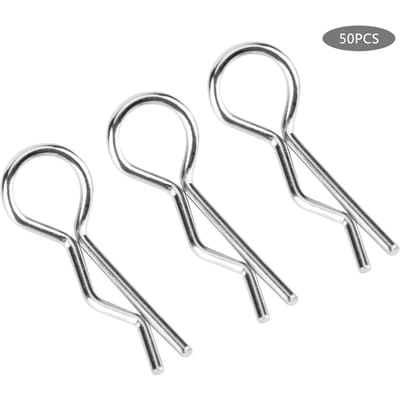 50pcs Clips R Goupilles Forme R Accessoire Pièces RC Convient pour 1 10 HSP Voiture RC Modèle de VéhiculeArgent argenté