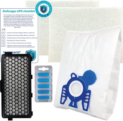 Multaparts® stofzuiger-APK set geschikt voor Miele Complete C2, Complete C3, S5, S8 serie | Complete onderhoudsset met stofzuigerzakken type GN (10 x), motorfilter (2 x), HEPA filter, geursticks (5 x), APK-checklist & APK-sticker