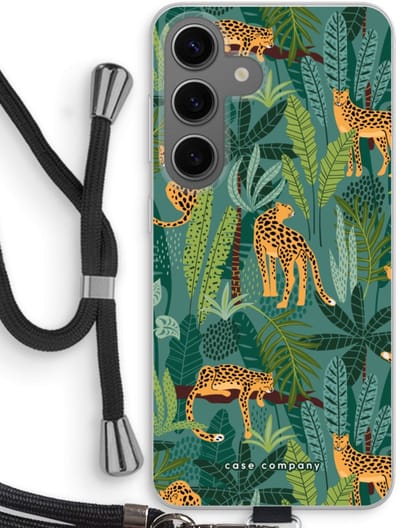 Case Company® - Hoesje met koord geschikt voor Samsung Galaxy S24 hoesje met Koord - Luipaard 2 - Telefoonhoesje met Zwart Koord - Bescherming aan alle Kanten en Over de Schermrand