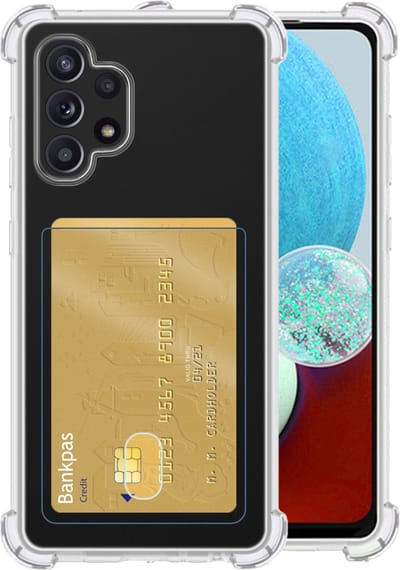 Hoesje - Geschikt voor Samsung Galaxy A32 4G - Met Pashouder en Kaarthouder - Telefoon Hoes Shockproof - Siliconen Case - Back Cover - Shock Proof - Pasjes Houder - Telefoonhoesjes - Transparant