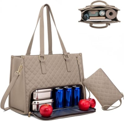 Dailygoods- Lunchtas 2-in-1 met geïsoleerd vak - Draagtas - Laptopvak tot 15,6 inch - Opvouwbare scheider - Lekvrij - Houdt maaltijden tot 5 uur warm