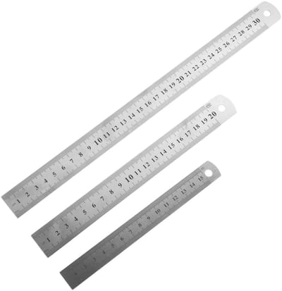 Allecto - Metalen Liniaal - 15 20 30 cm - Duurzaam en Robuust - Zilver - Voor School en Werk - Precisie en Gemak