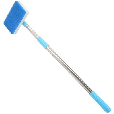Nettoyeur à manche super long réglable à 180° Éponge double face Brosse de nettoyage pour aquarium, aquarium, vitre, algues white