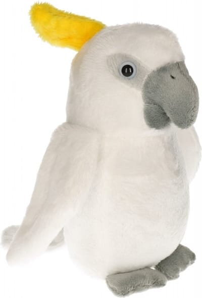 Cornelissen Pluche kaketoe vogel knuffel - wit - 17 cm - Papegaaien - Tropische vogels
