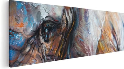Artaza Canvas Schilderij Dierenkop Olifant - 60x20 cm - Muurdecoratie Abstract - Wanddecoratie Woonkamer - Kamer Accessoires