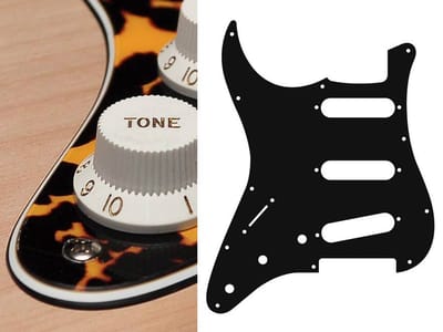 Boston SL-313-WCY pickguard, Stallion, standard, SSS, 3 pot holes, 3-5 switch, lefthanded, 3 ply, wild cat yellow