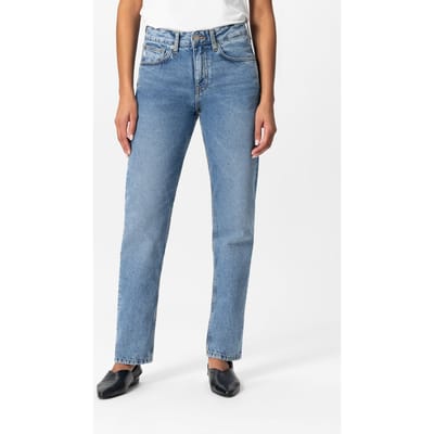 Mud Jeans Go Mid Straight Stone Vintage Maat: W25L30 | Straight Jeans Outlet | Dames | Blauw