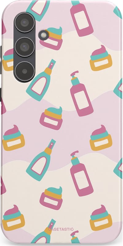 Casetastic Hoesje Geschikt voor Samsung A55 - Stijlvolle Beschermende Duo-layer Case - Bubbels & Borstels - Clean Girl - Makeup